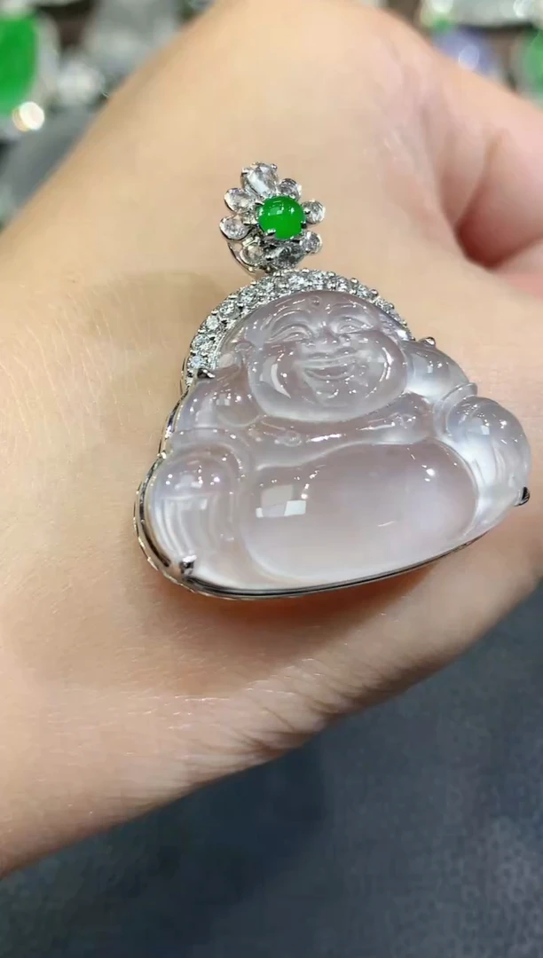 吊坠(不含链)18K金镶嵌翡翠C52