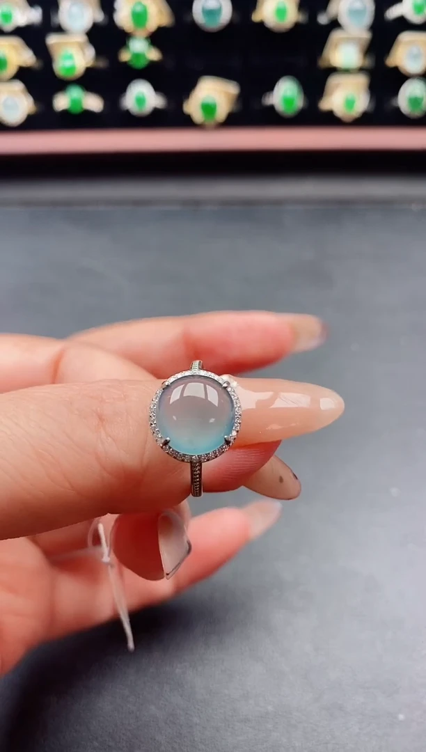 银S925镶嵌戒指翡翠1