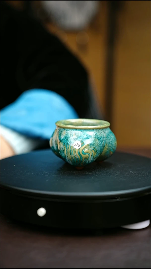 379#原矿钧瓷炉钧釉仰韶杯