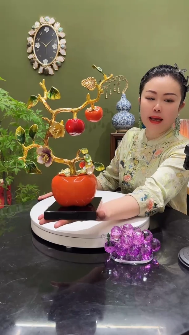 合金珐琅彩  柿柿如意