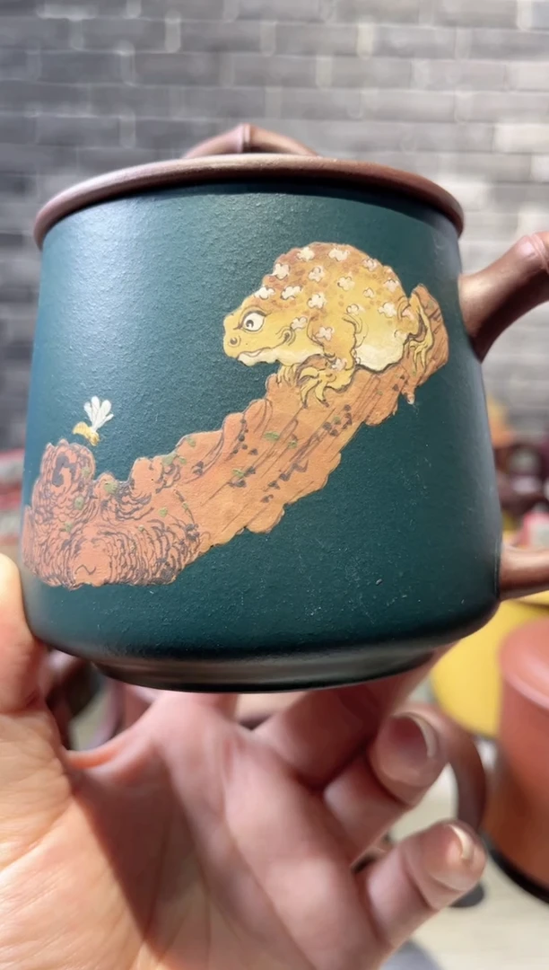 【闪购商品】紫砂茶杯紫砂盖杯石瓢金蟾