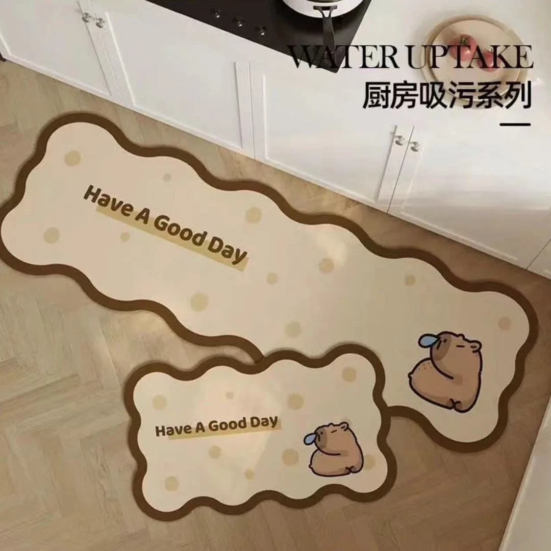 卡通厨房专用地垫吸水速干脚垫子可爱卡通家用长条止滑耐磨地毯垫