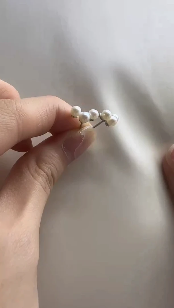 银S925镶嵌耳饰淡水珍珠G12