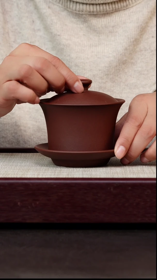 茶杯紫砂紫泥盖碗