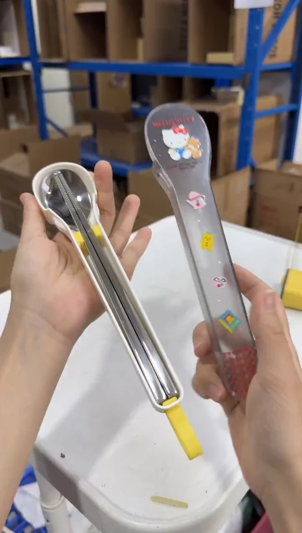 瓷片抗菌不锈钢便携筷勺kt