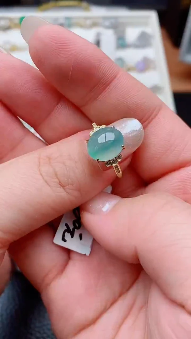 银S925镶嵌戒指翡翠正品翡翠