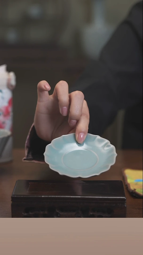 【闪购商品】清凉寺原产地仿古釉手工汝瓷花口杯垫