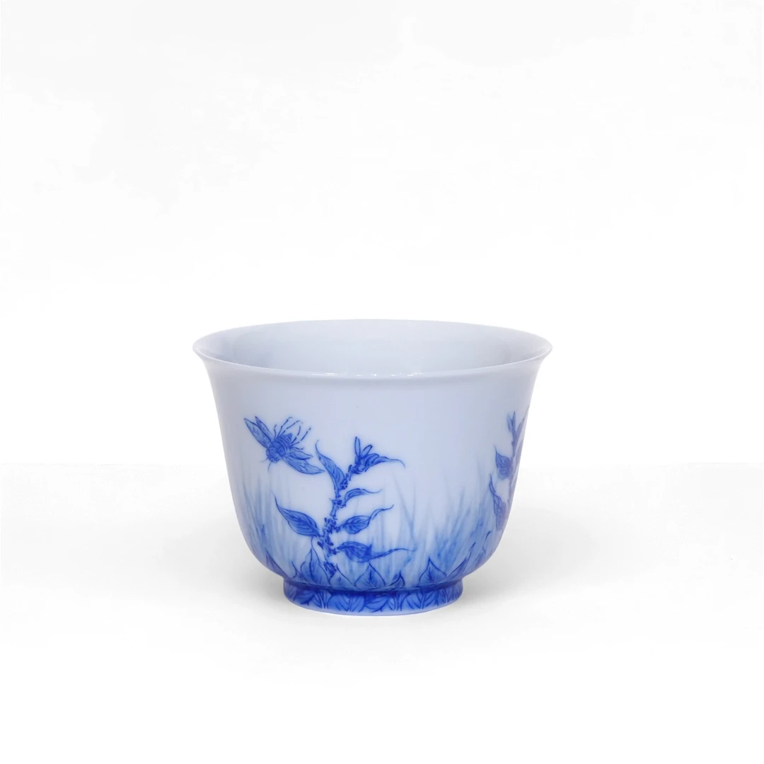 景德镇纯手绘高端茶器—青花蝉羿杯—主人杯