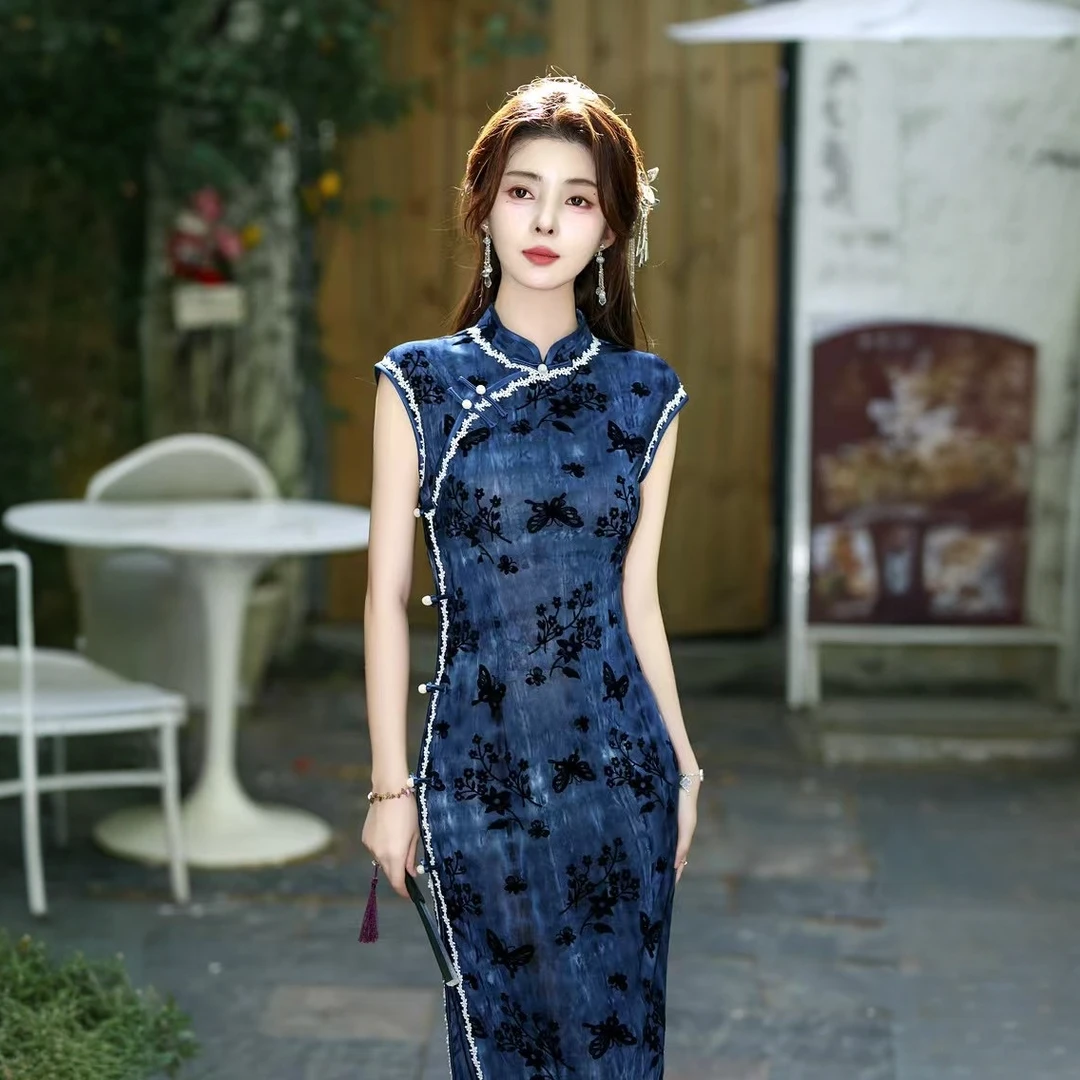 [云笺]新中式夏季少女气质优雅旗袍小清新日常可穿长款复古网红