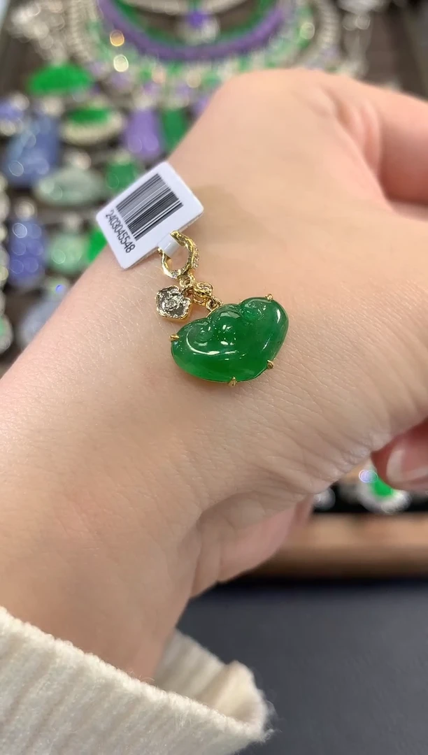 吊坠(不含链)18K金镶嵌翡翠c15