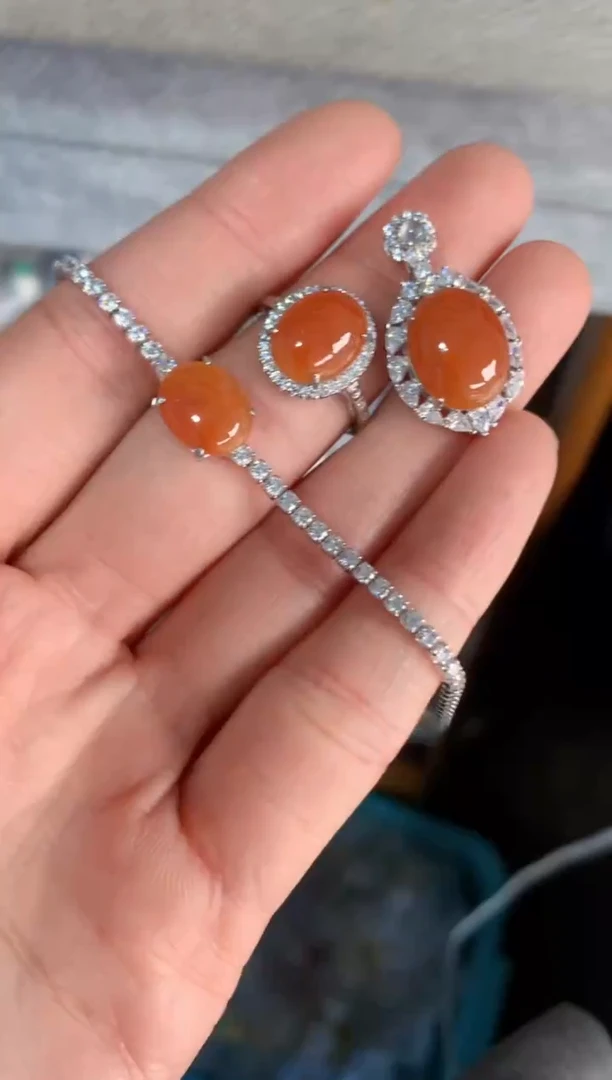 银S925镶嵌戒指翡翠222   2