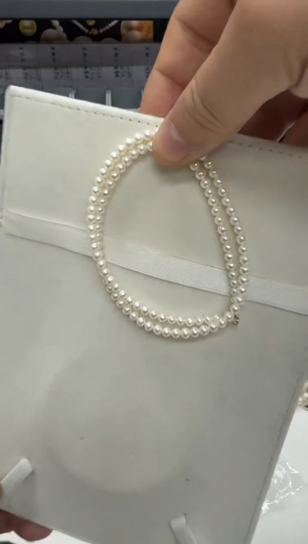 【闪购商品】淡水珍珠项链18K金镶嵌3.5-4mm