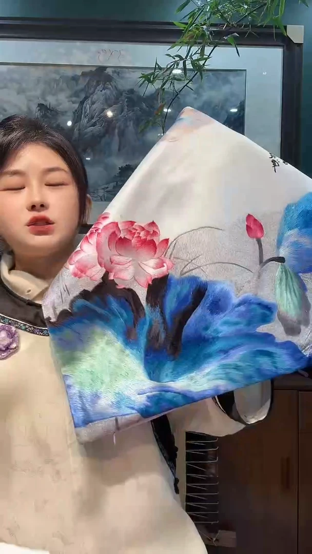 竖款非遗苏绣手工刺绣抱枕