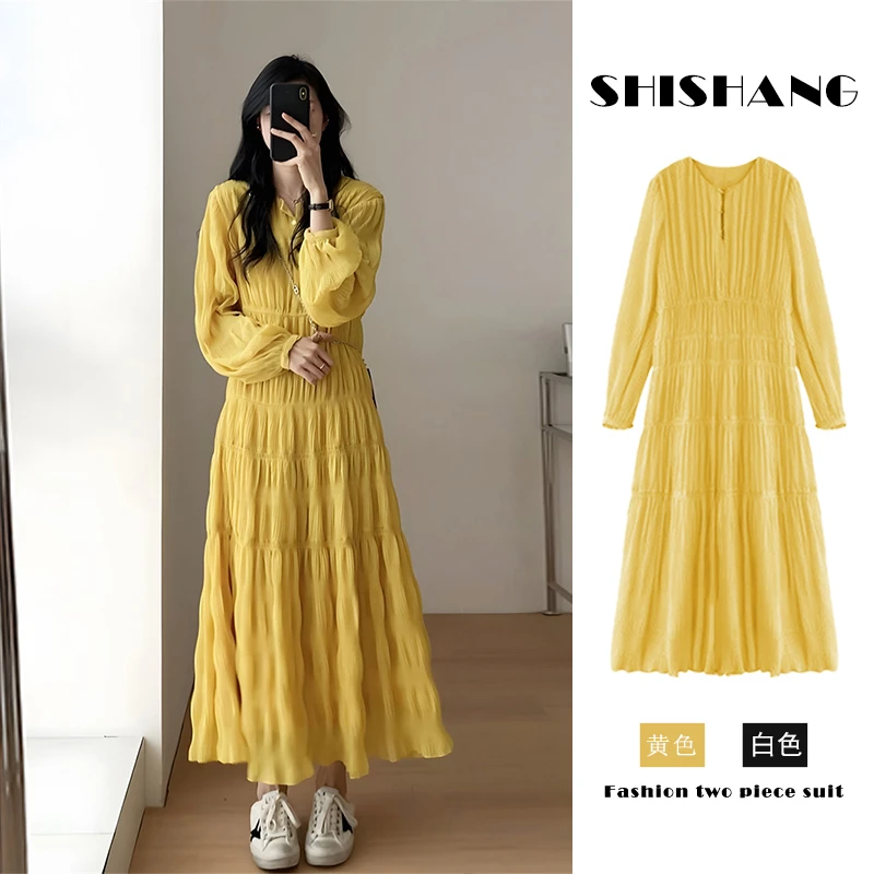 大码女装法式连衣裙2025春新款高级感时尚设计感宽松显瘦长款裙子