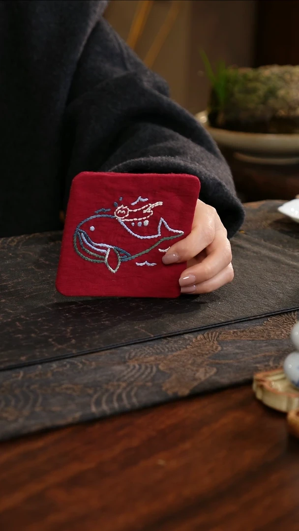【闪购商品】织绣正方形杯垫小号C款鲸鱼