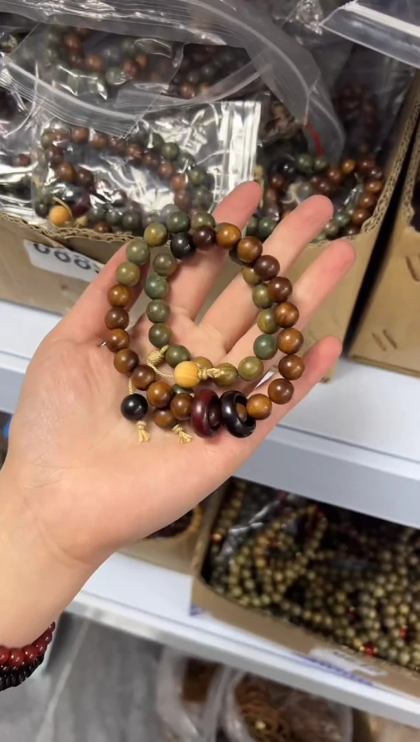 【闪购商品】维腊木（绿檀）手串/手链绿檀木雷击枣木款双圈[0889]