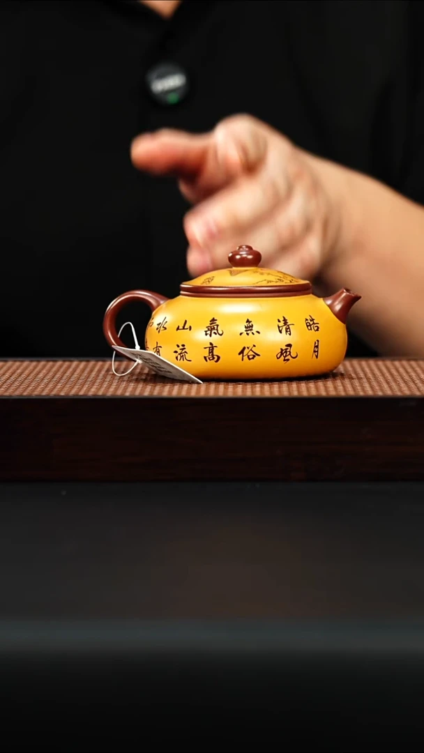 茶壶紫砂宜兴紫砂 寒江 大红袍(双色）顾林芳 h169