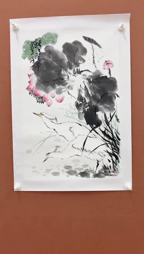 国画李文峰四尺三开花鸟