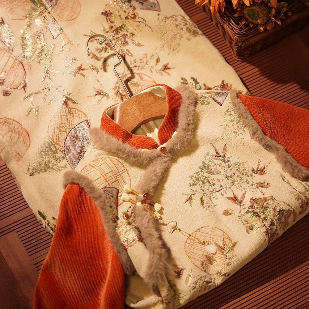 新中式旗袍改良年轻款少女2025新款秋冬季加绒加厚冬装国风连衣裙