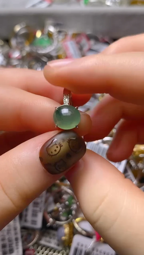 银S925镶嵌戒指翡翠百内无证书