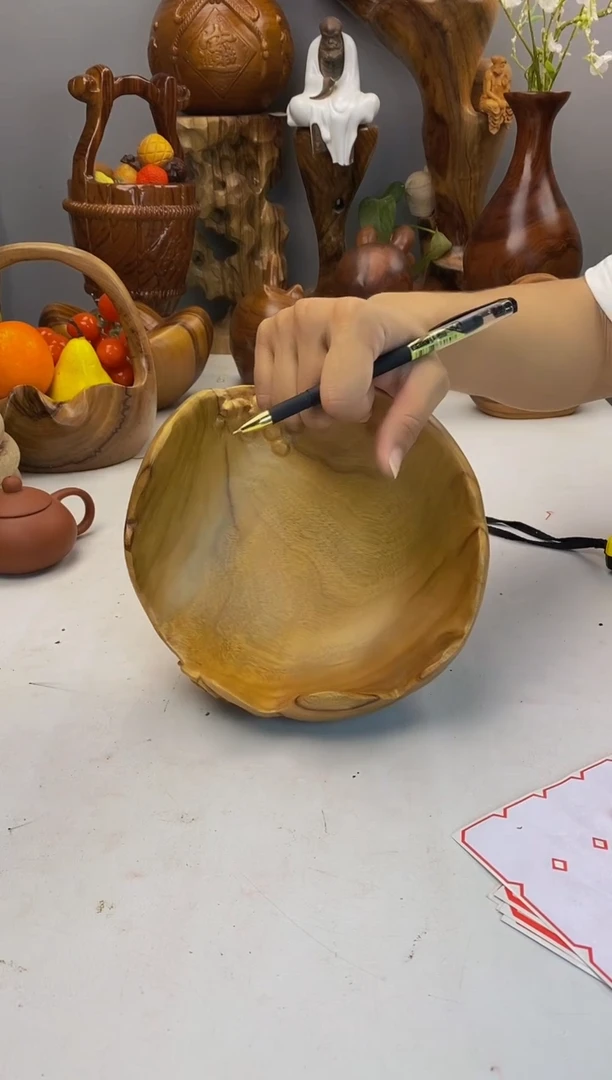 香樟木A18精品石榴果盆/尺寸20*8