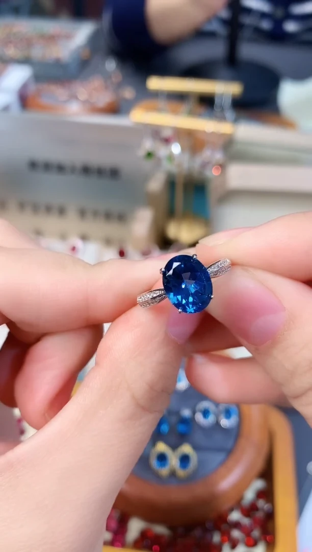 【闪购商品】托帕石戒指银S925镶嵌天然8*10