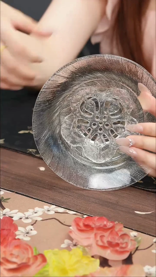 琉璃手工艺品原矿水晶雪花片壶承