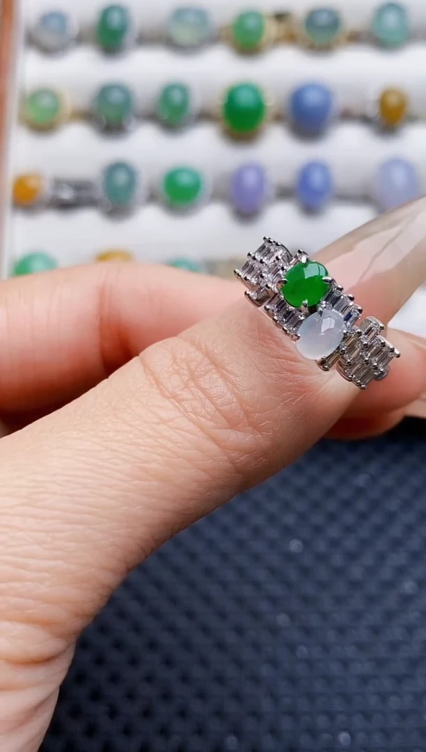 银S925镶嵌戒指翡翠3348