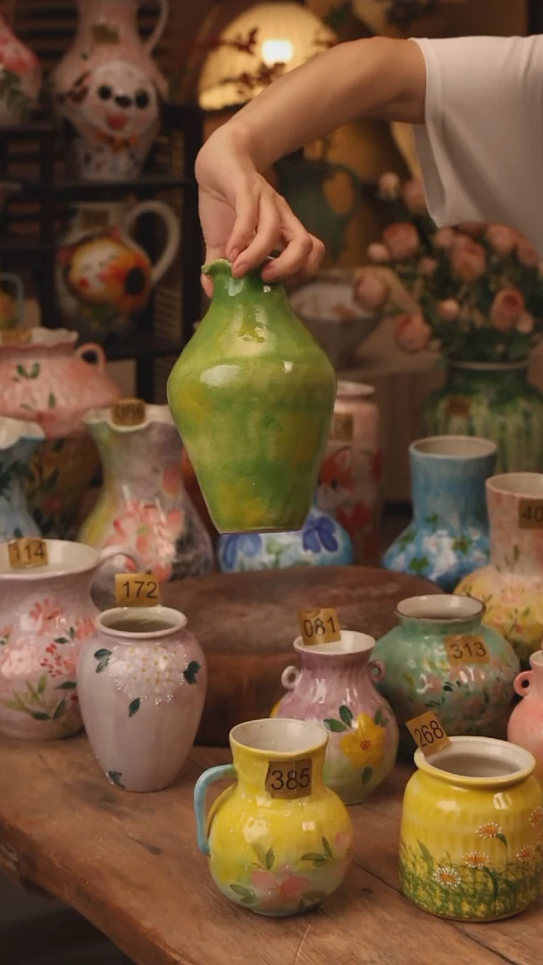 陶瓷073景德镇设计师手作花器摆件侘寂风