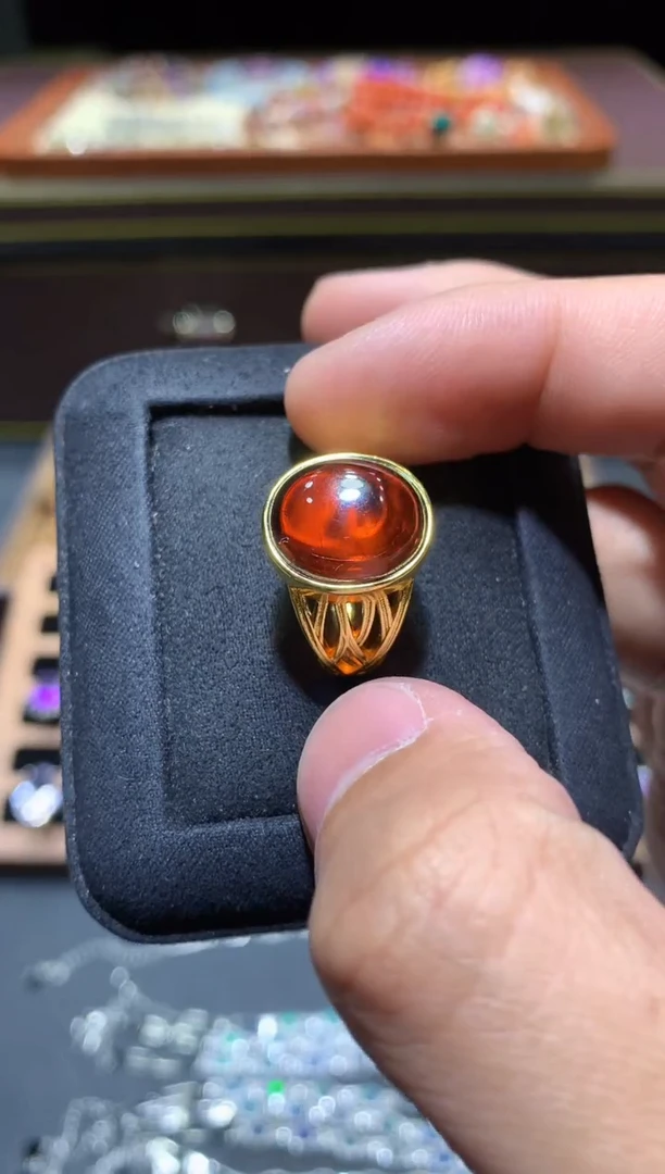 【闪购商品】琥珀戒指未镶嵌P68【所见即所得】