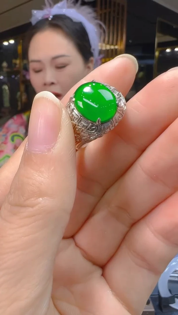银S925镶嵌戒指翡翠099(多样性发货发其一)