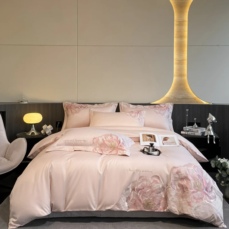 【花韵梦织】2025新款80支长绒棉四件套高档刺绣设计师款