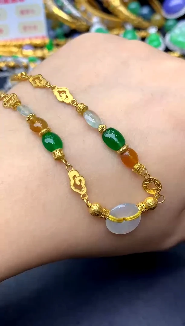 18K金镶嵌手串翡翠143-中国好珍宝