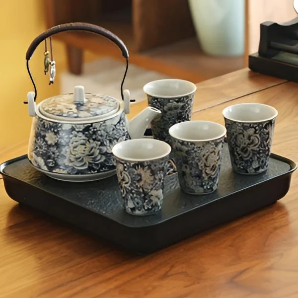 ZH2562-万花牡丹一壶四杯+四方茶盘