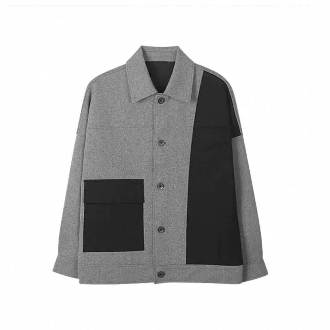 莱塞尔面料 设计感拼接夹克外套男士宽松翻领2春季上衣2088167