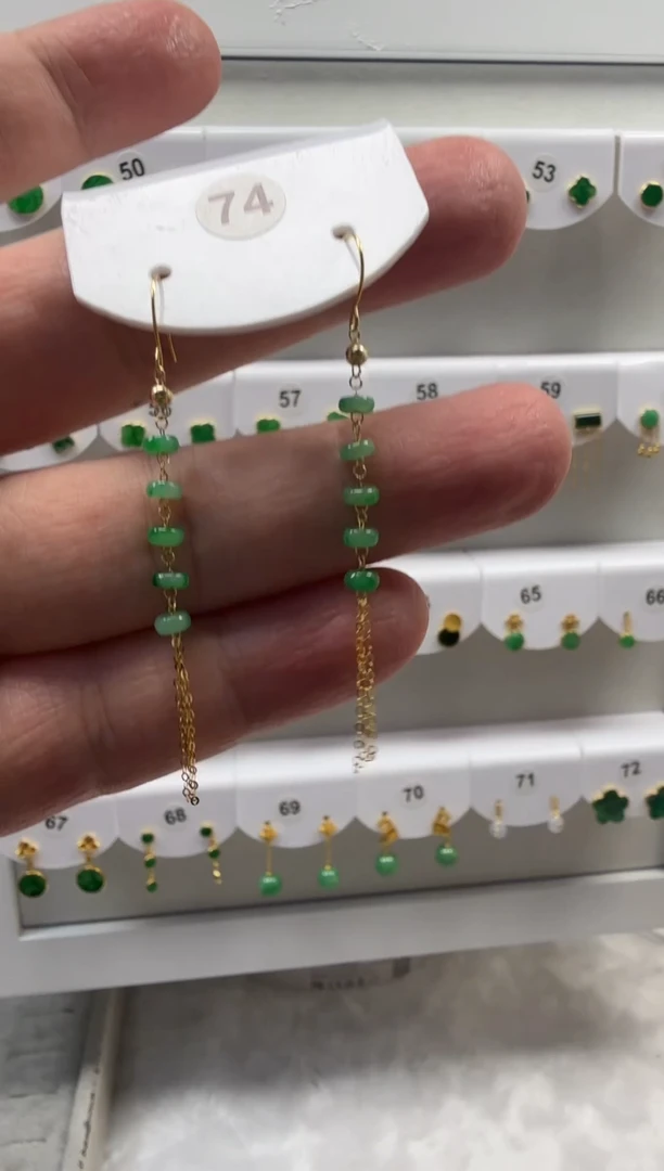 18K金镶嵌翡翠耳饰缅甸天然翡翠a货