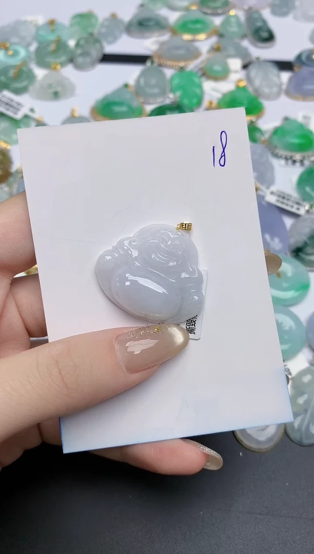 【闪购商品】翡翠颈饰18K金镶嵌天然缅甸翡翠A货