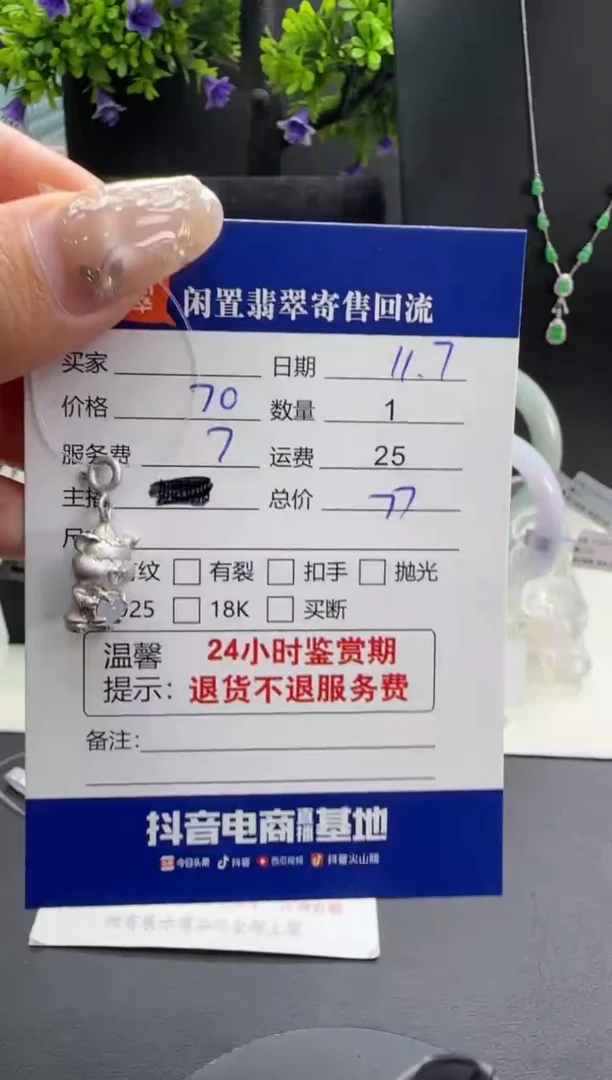 颈饰银S925镶嵌翡翠翡翠吊坠