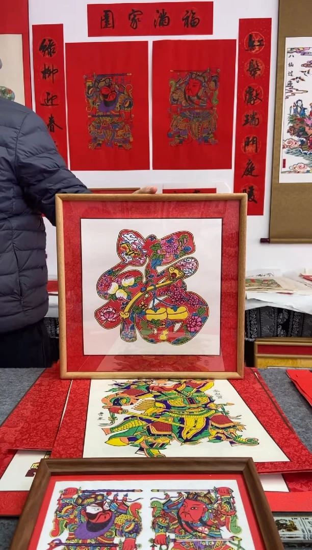 海***旺三幅四季来福精裱手工制作精品