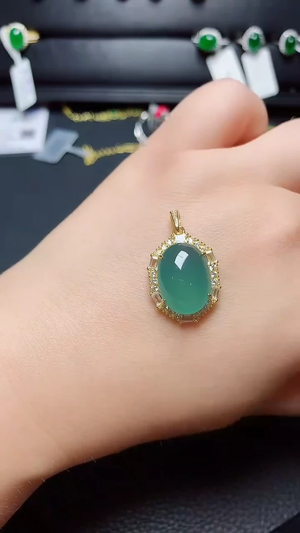 银S925镶嵌戒指翡翠天然翡翠A货s925银镶