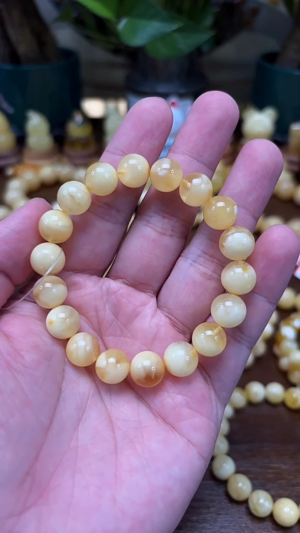 手串蜜蜡未镶嵌p64金白妖花蜜蜡单圈  12.39克 10mm