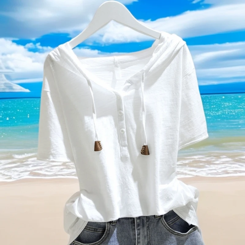 宽松竹节棉大码短袖t恤女士夏季显瘦气质潮女生韩系ins衣服女装