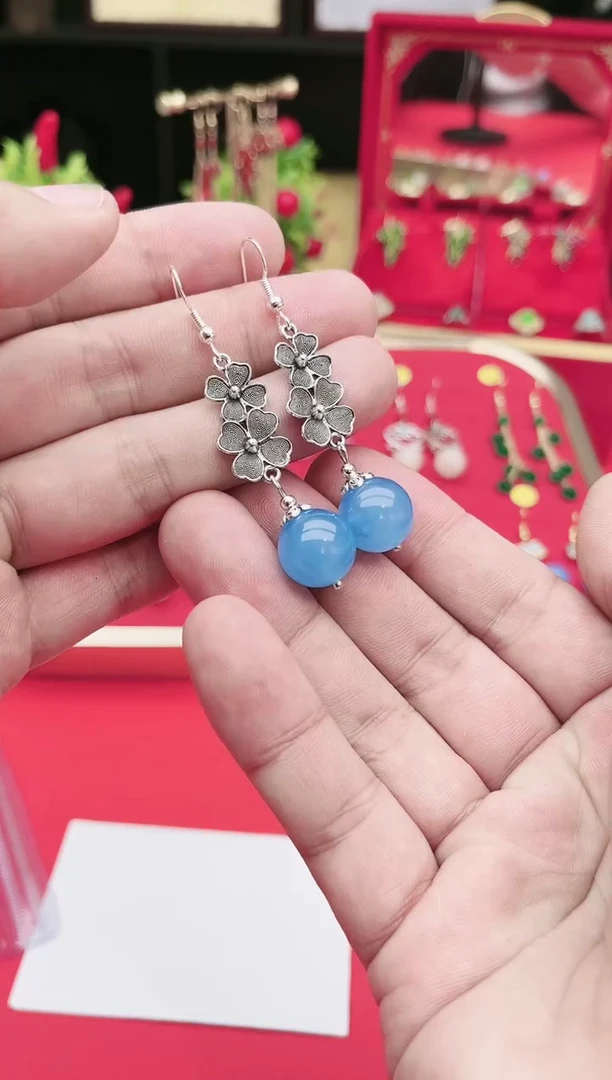 【闪购商品】玛瑙/玉髓耳钉银S925镶嵌712000