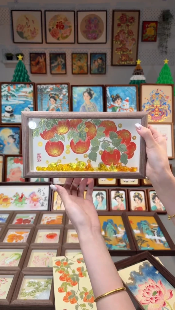 国画元宝好柿 手绘国画28横