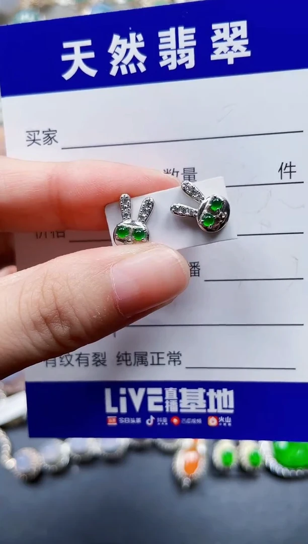 银S925镶嵌翡翠耳饰104