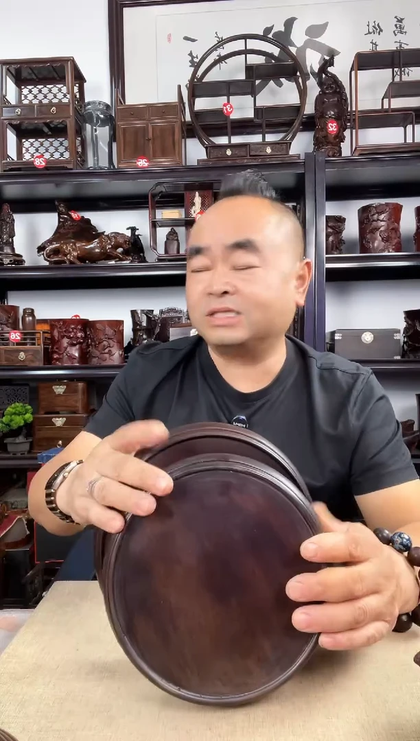 木16+18公分黑圆老李红木工艺品
