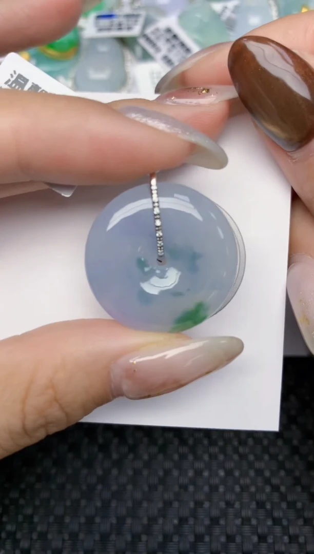 颈饰18K金镶嵌翡翠天然缅甸翡翠a货百元以上9元证书费自理