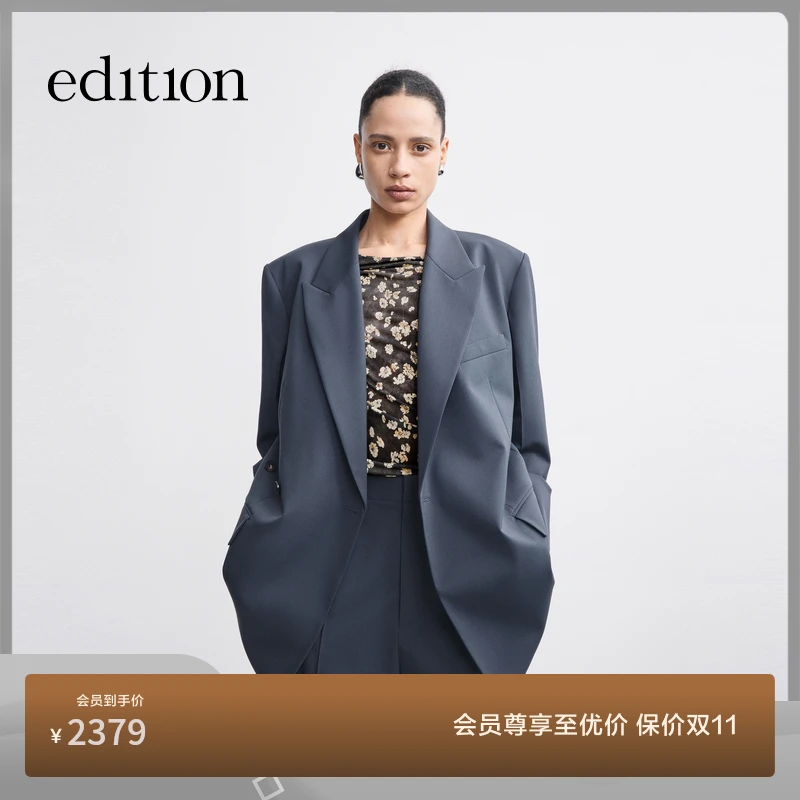 【商场同款】edition2025秋季新款绵羊毛收腰西装外套#EBE3BLA026