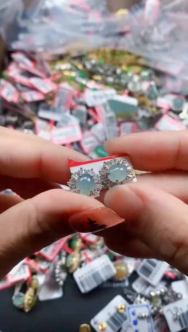 银S925镶嵌戒指翡翠天然A货缅甸翡翠