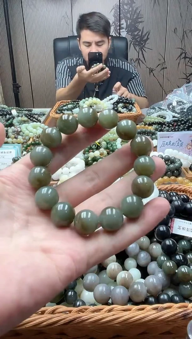 未镶嵌手链和田玉且末糖青14